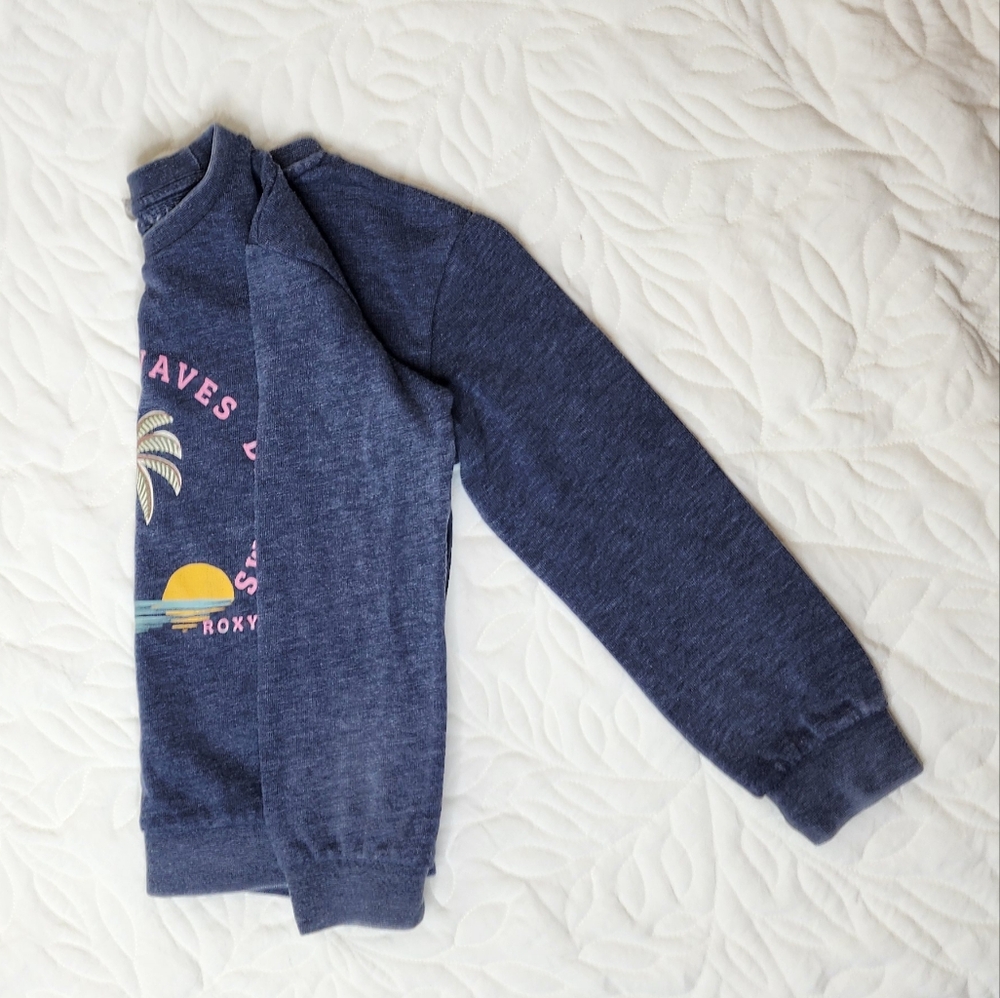 Roxy girls Ribbed Crew neck Sweater, Size 6, Heathered Navy Blue. - Picture 3 of 8